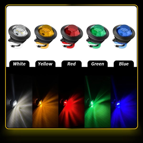 Round 12V Amber 3/4 inch Led Clearance Lights for Trucks Semi Utility Trailer Side Marker Lamps - Image 8