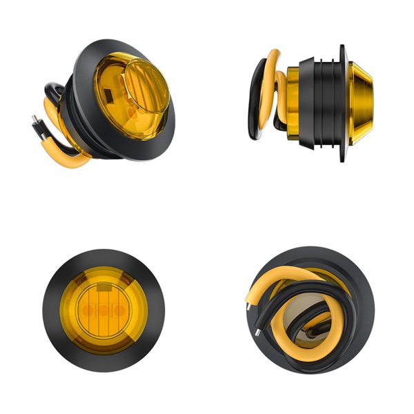 Round 12V Amber 3/4 inch Led Clearance Lights for Trucks Semi Utility Trailer Side Marker Lamps
