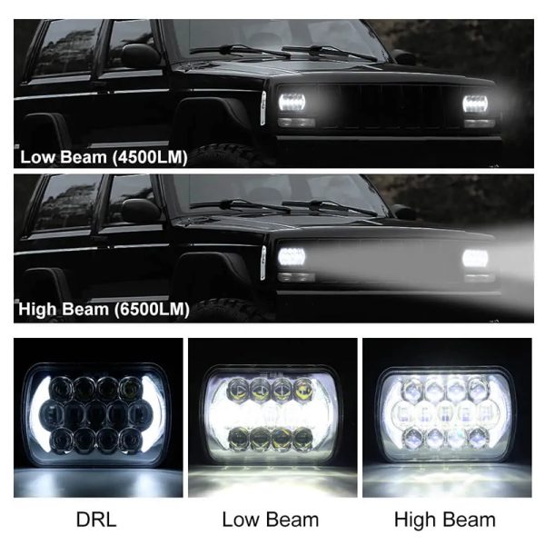 5x7 Led Headlights Beam Modes