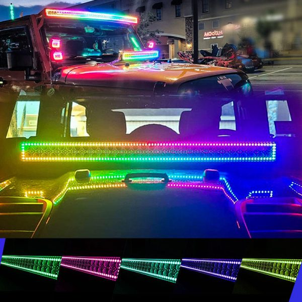 Bilah Lampu Led Jeep untuk Jeep Wrangler JL JK XJ TJ YJ Liberty Renegade Grand Cherokee Gladiator RGB Halo